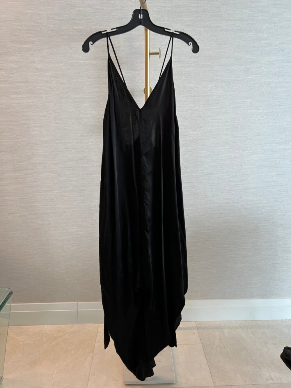 Nicholas Black Silk Bahia Jumper Spaghetti Strap Wide Leg Jumpsuit M